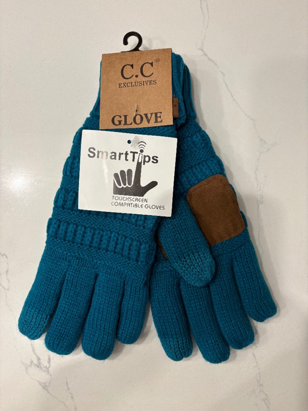 C.C Knitted Teal Glove with Fleece Lining